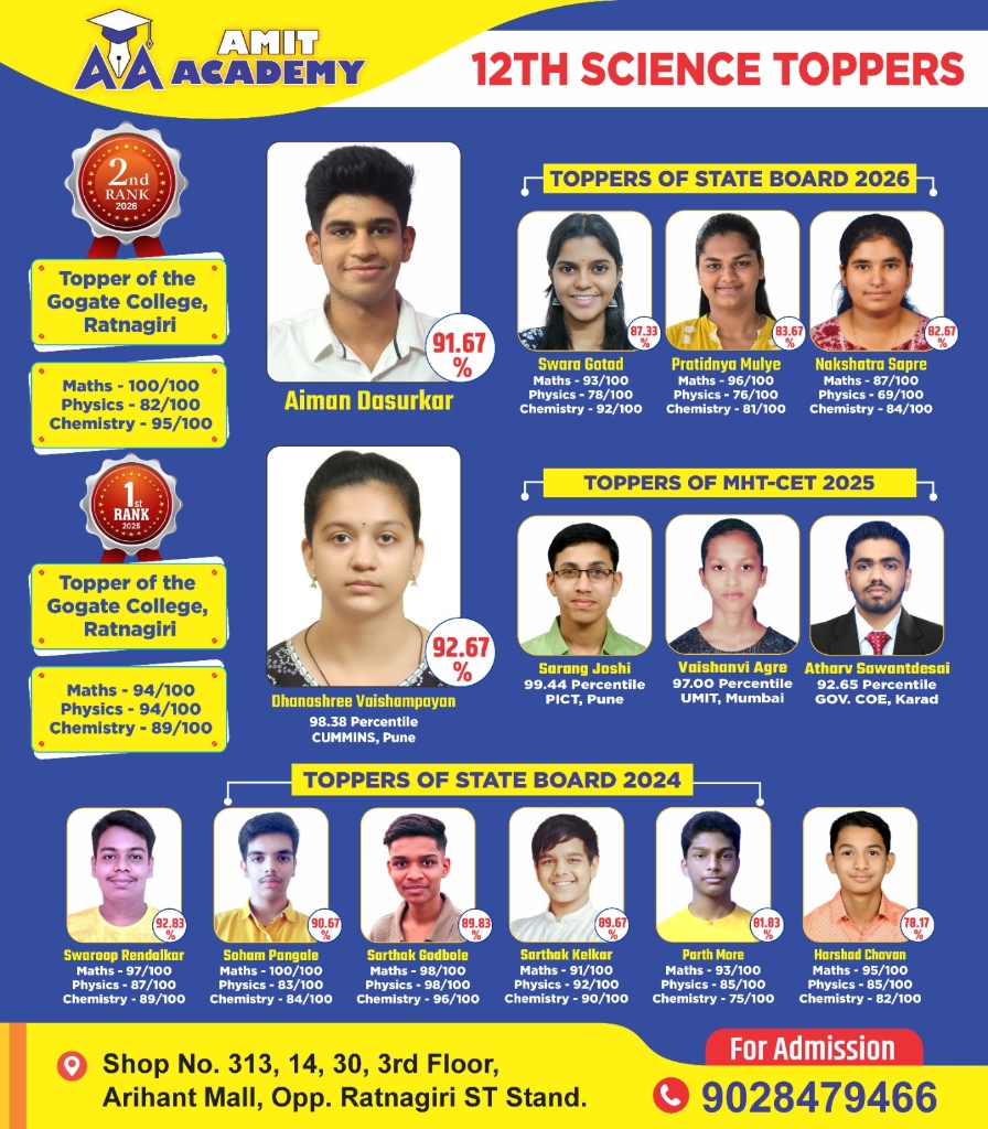 Amit Academy 12th Science Toppers Official Banner